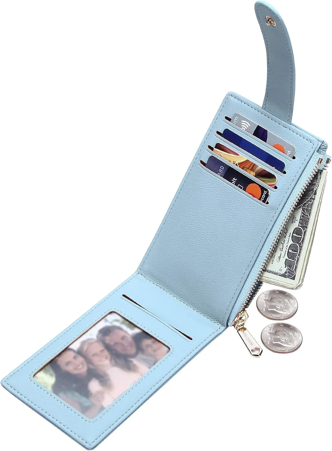 Badiya RFID Card Holder Wallet for Women Slim Wallets Bifold Multi Card Case Zipper Coin Purse