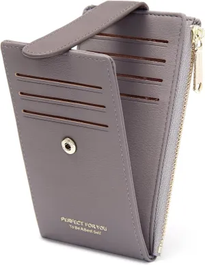 Badiya RFID Card Holder Wallet for Women Slim Wallets Bifold Multi Card Case Zipper Coin Purse