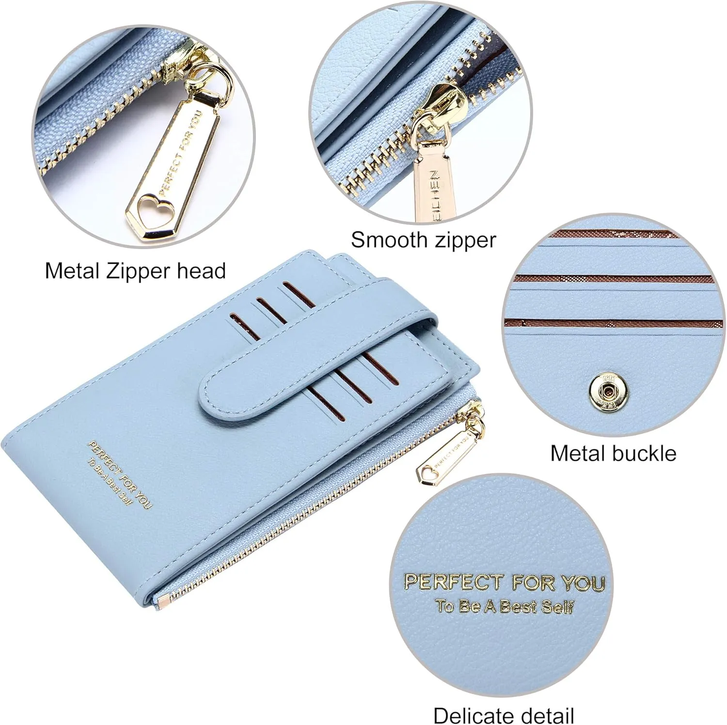 Badiya RFID Card Holder Wallet for Women Slim Wallets Bifold Multi Card Case Zipper Coin Purse