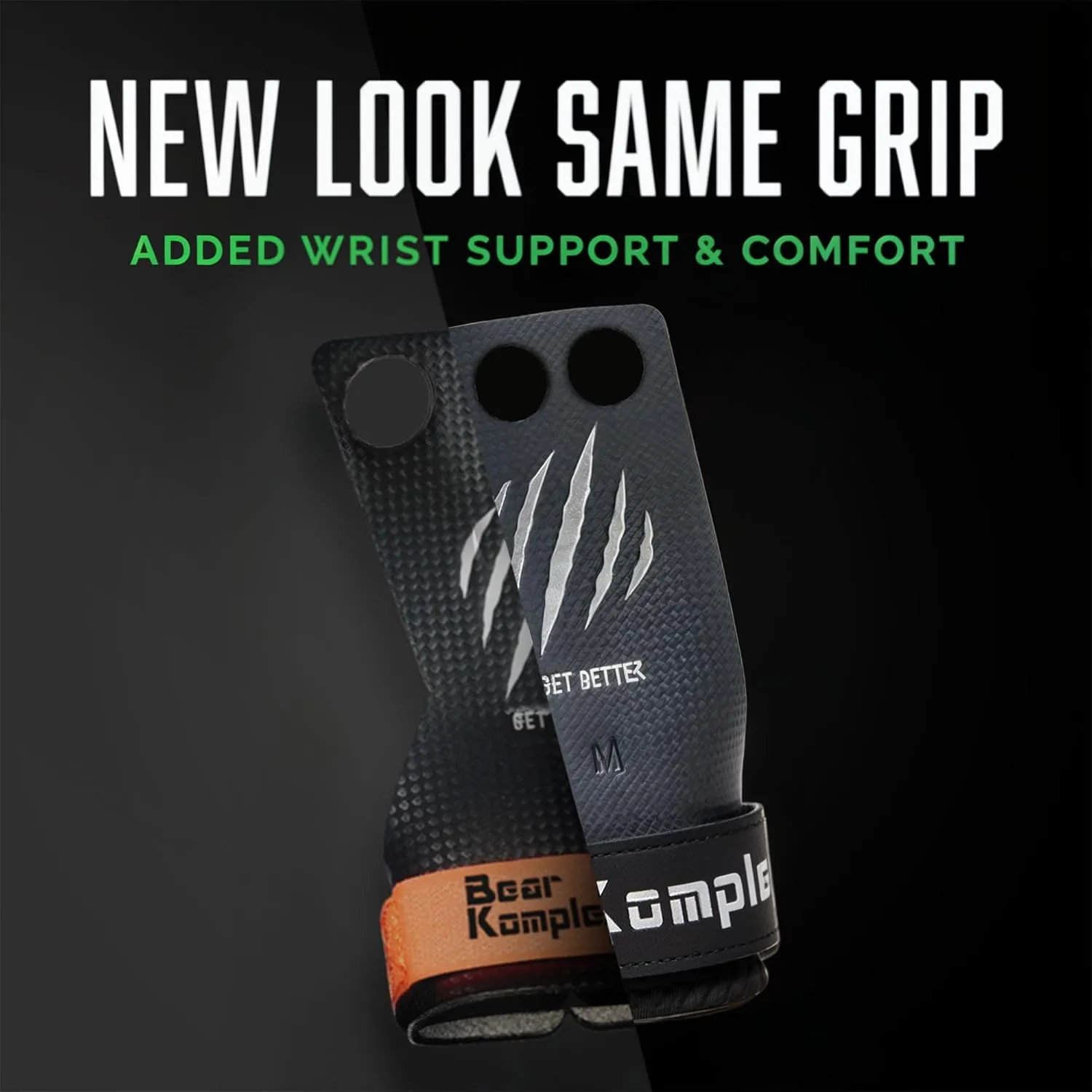 Bear KompleX Black Diamond 3 Hole Hand Grips - Non-Slip Gymnastics Grips for Weight Lifting, Pull-ups & Cross Training | Lightweight, Padded Wrists & Foldable