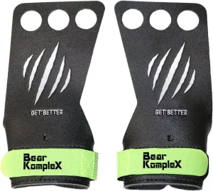 Bear KompleX Black Diamond 3 Hole Hand Grips - Non-Slip Gymnastics Grips for Weight Lifting, Pull-ups & Cross Training | Lightweight, Padded Wrists & Foldable