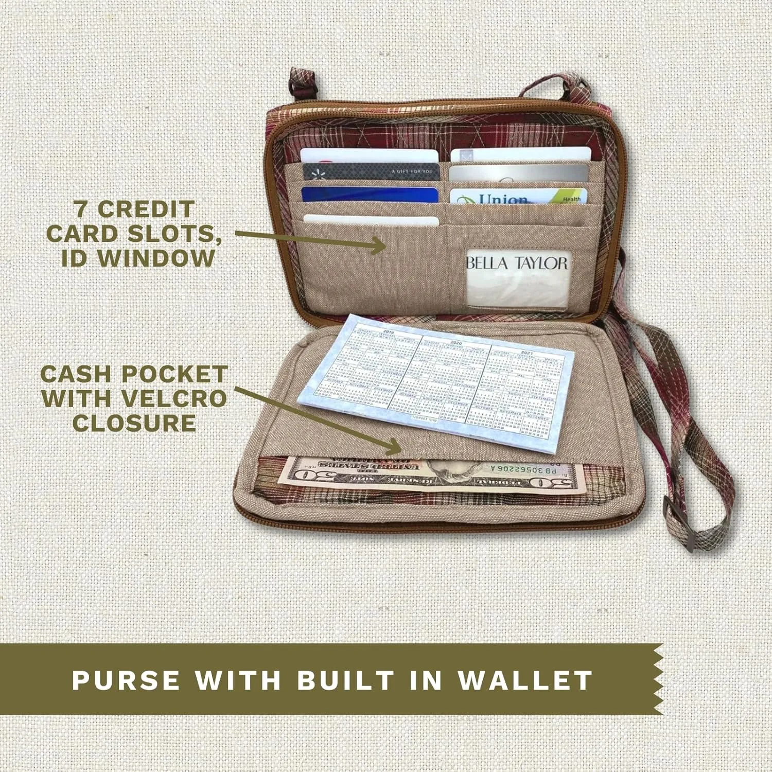 Bella Taylor Essentials Crossbody Purse with Built In Wallet