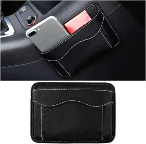 Car Seat Side Pocket Organizer, Leather Vehicle Storage Bag for Phones Sunglasses Holder, Multifunctional Auto Console Door Window Gap Filler Organizer, Universal for SUV, Truck, RV