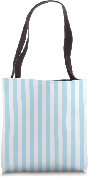 Coral Blue Cabana Tent Stripe Tote Bag