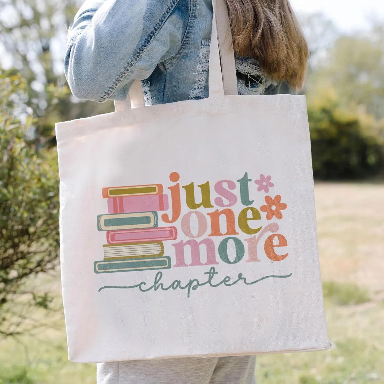 Cute Canvas Tote Bag with Pockets for Adults, Book Lovers Gifts - Librarian, Bookish, Readers, Library Present