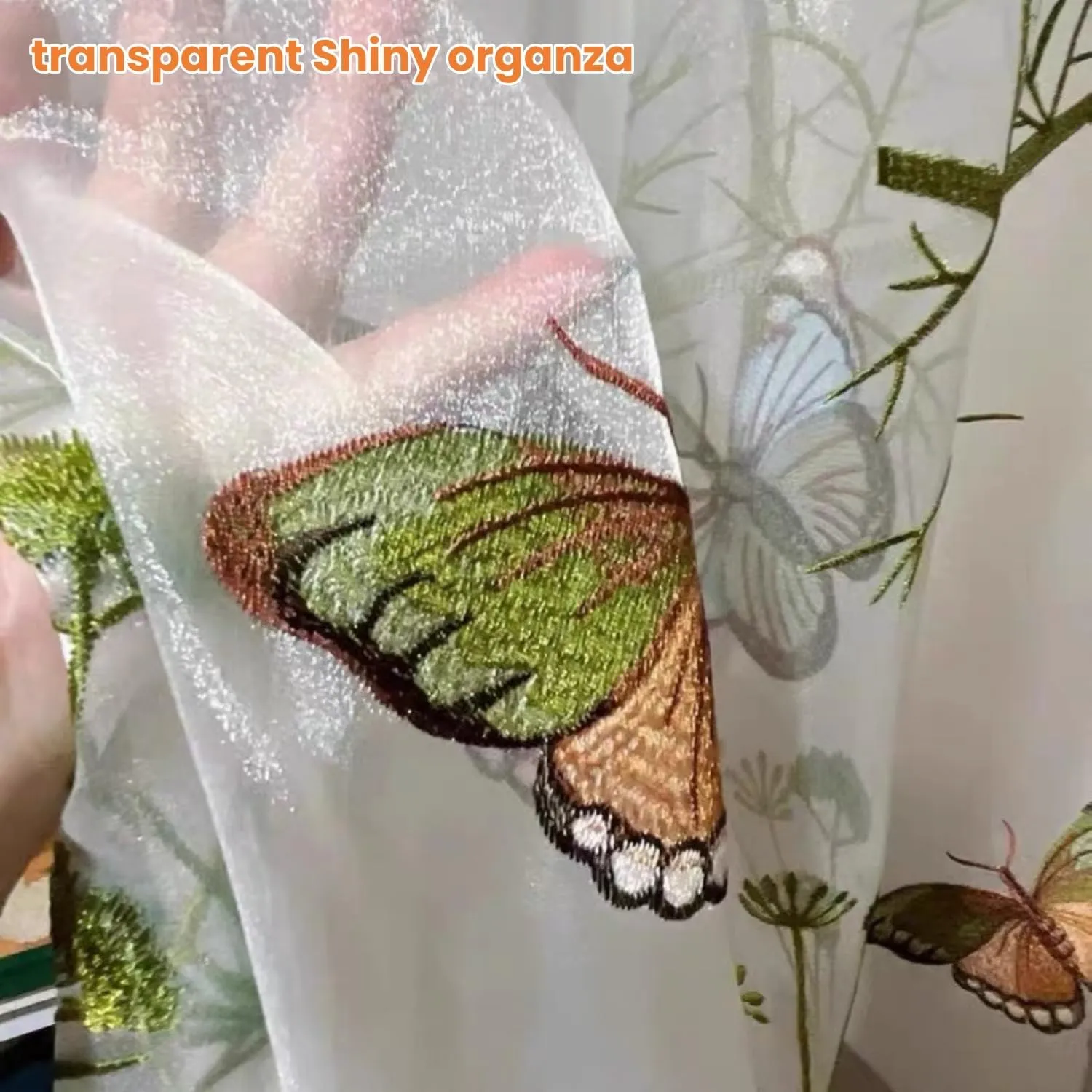 Embroidered Butterfly Window Semi Sheer Curtains for Kids Room Country Style Dandelion Pattern Room Divider Rod Pocket Tulle Gauze Voile Panel Drapes for Living Room 1 Panel W52 x L63 inch