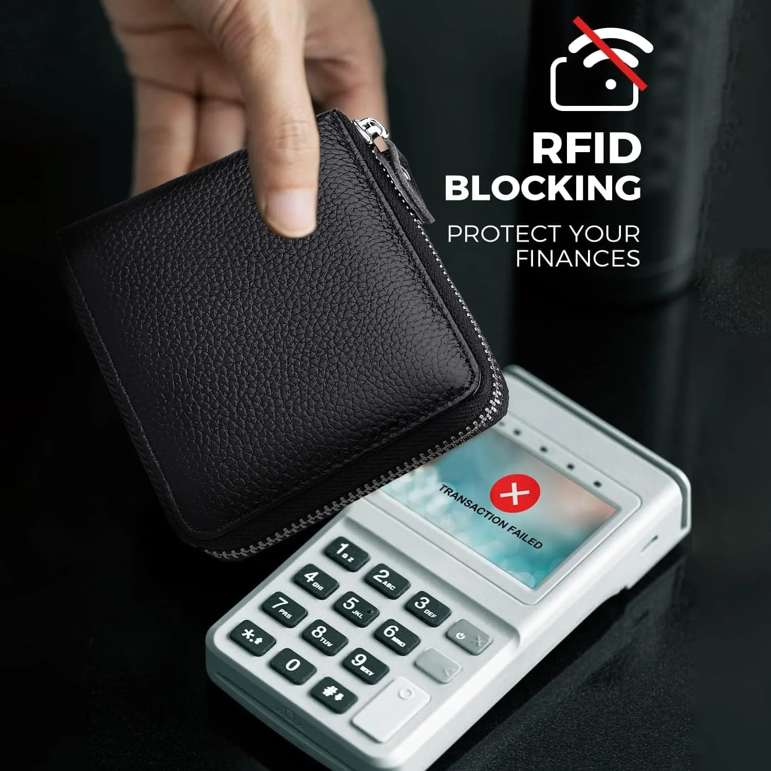 Huztencor Zipper Wallet Men RFID Blocking Leather Bifold Credit Card Wallets (FBA)