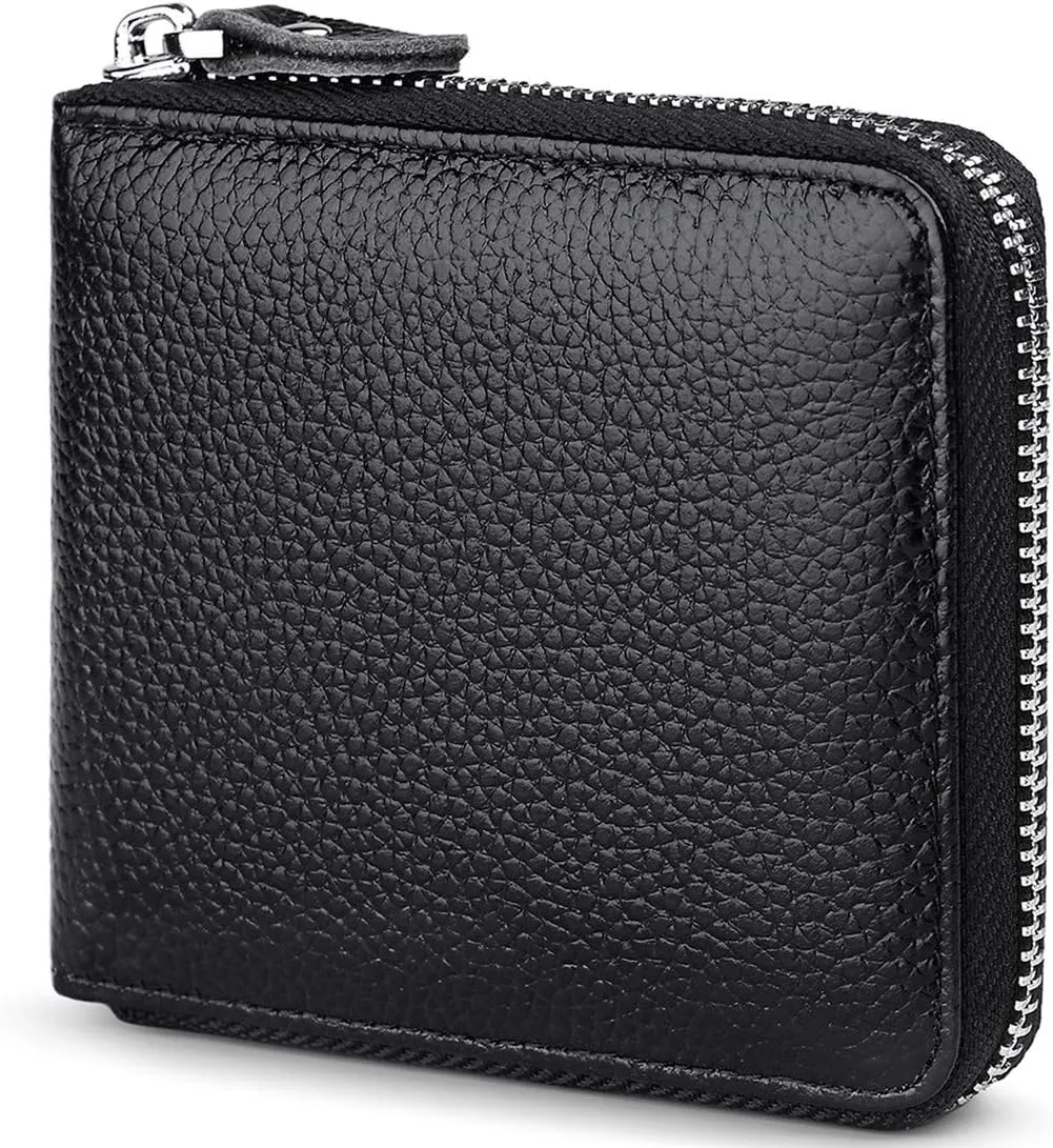 Huztencor Zipper Wallet Men RFID Blocking Leather Bifold Credit Card Wallets (FBA)