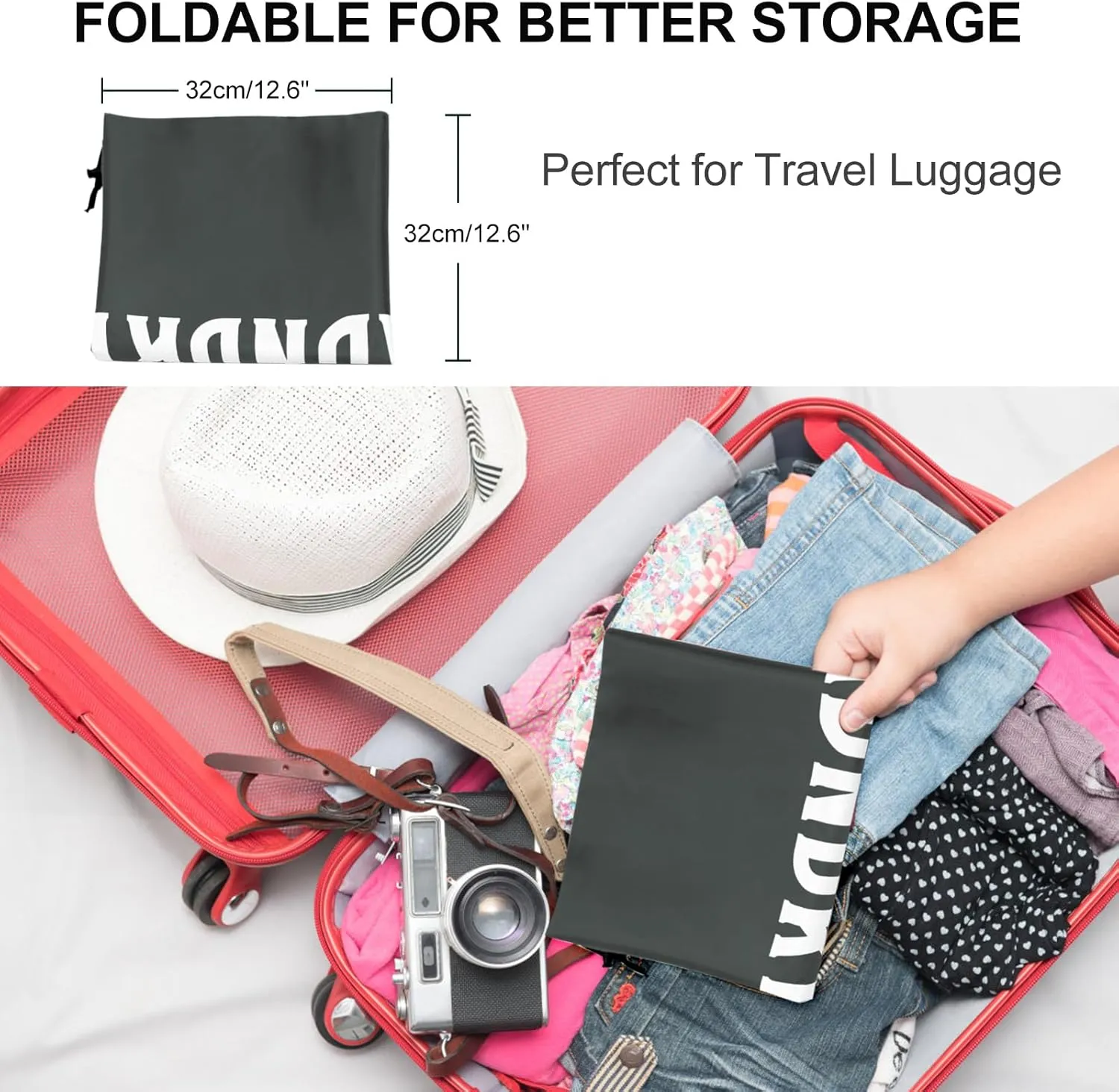 Laundry Bag, Travel Laundry Bag Machine Washable Dirty Clothes Organizer, Large Enough to Hold 4 Loads of Laundry, Easy Fit a Laundry Hamper or Basket (Gray, 24" x 36")