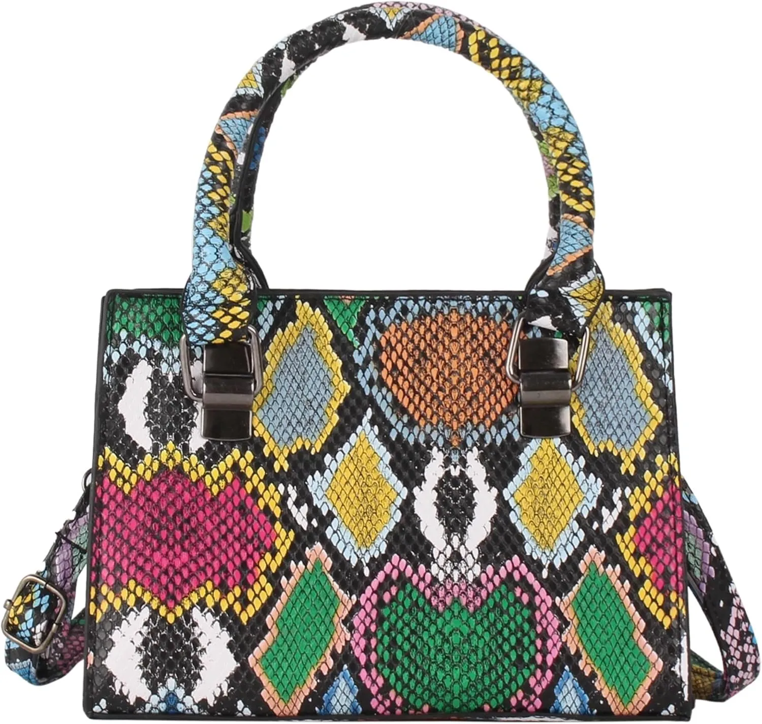 Leather Crossbody Shoulder Zipper Satchel Purse Women Mini Top Handle Snakeskin Print