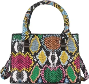 Leather Crossbody Shoulder Zipper Satchel Purse Women Mini Top Handle Snakeskin Print
