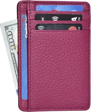 Leather Minimalist Wallet for Men & Women RFID Front Pocket Leather Card Holder Wallets