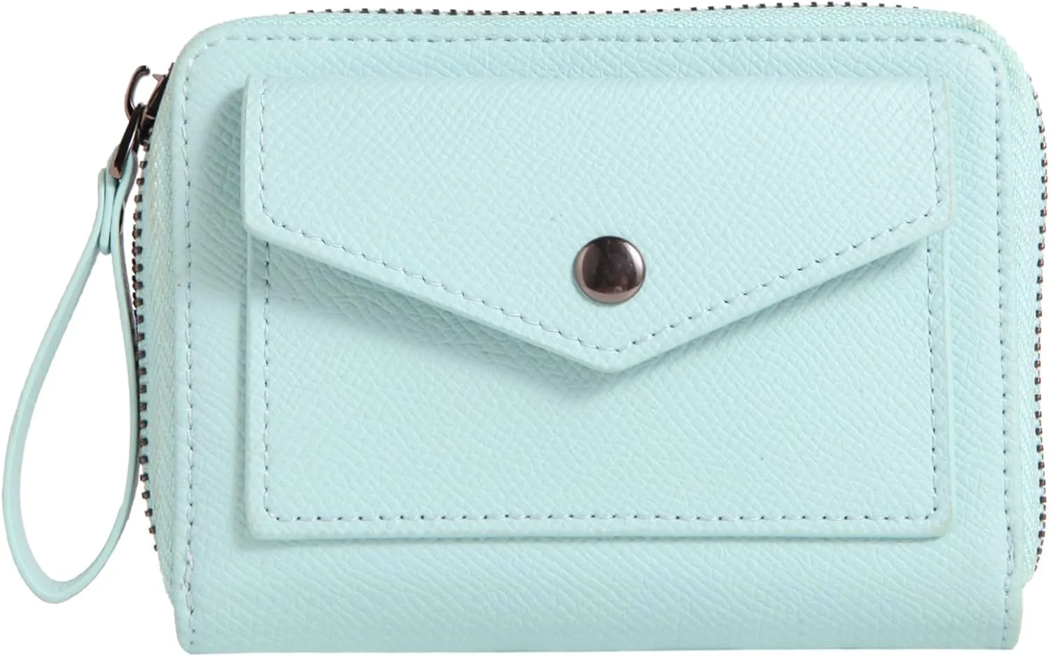 Leather Small RFID Blocking Bifold Zipper Around Wallets With ID Window Wristlet Coin Pocket For Women