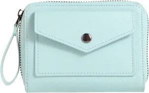 Leather Small RFID Blocking Bifold Zipper Around Wallets With ID Window Wristlet Coin Pocket For Women