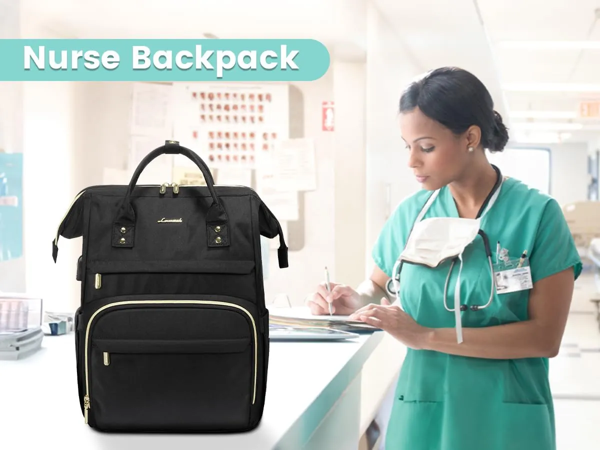 LOVEVOOK 17 inch Laptop Backpack Women, Large Travel Computer Back Pack with USB Charging Port, Anti Theft Backpack for Women Teacher Nurse Work, College Business, Black
