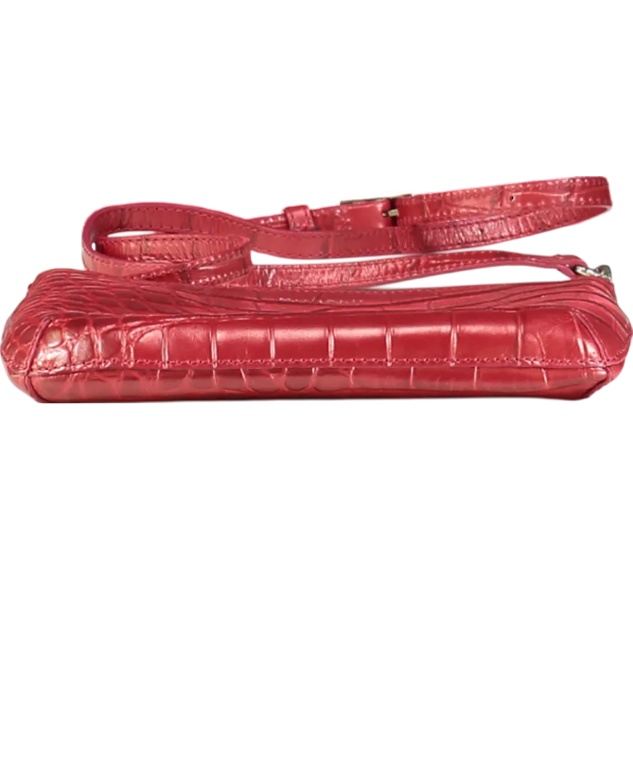 MODALU Red Croc Embossed Leather Crossbody Bag