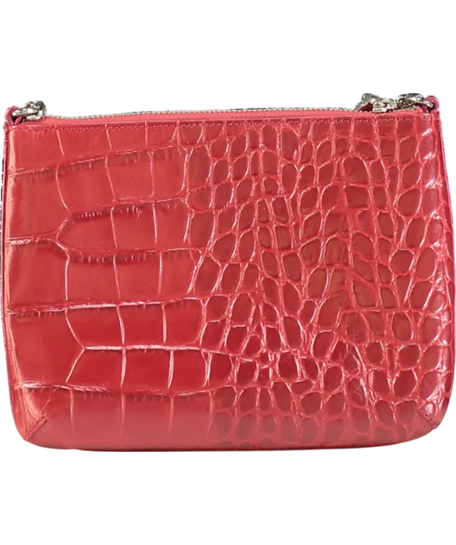 MODALU Red Croc Embossed Leather Crossbody Bag
