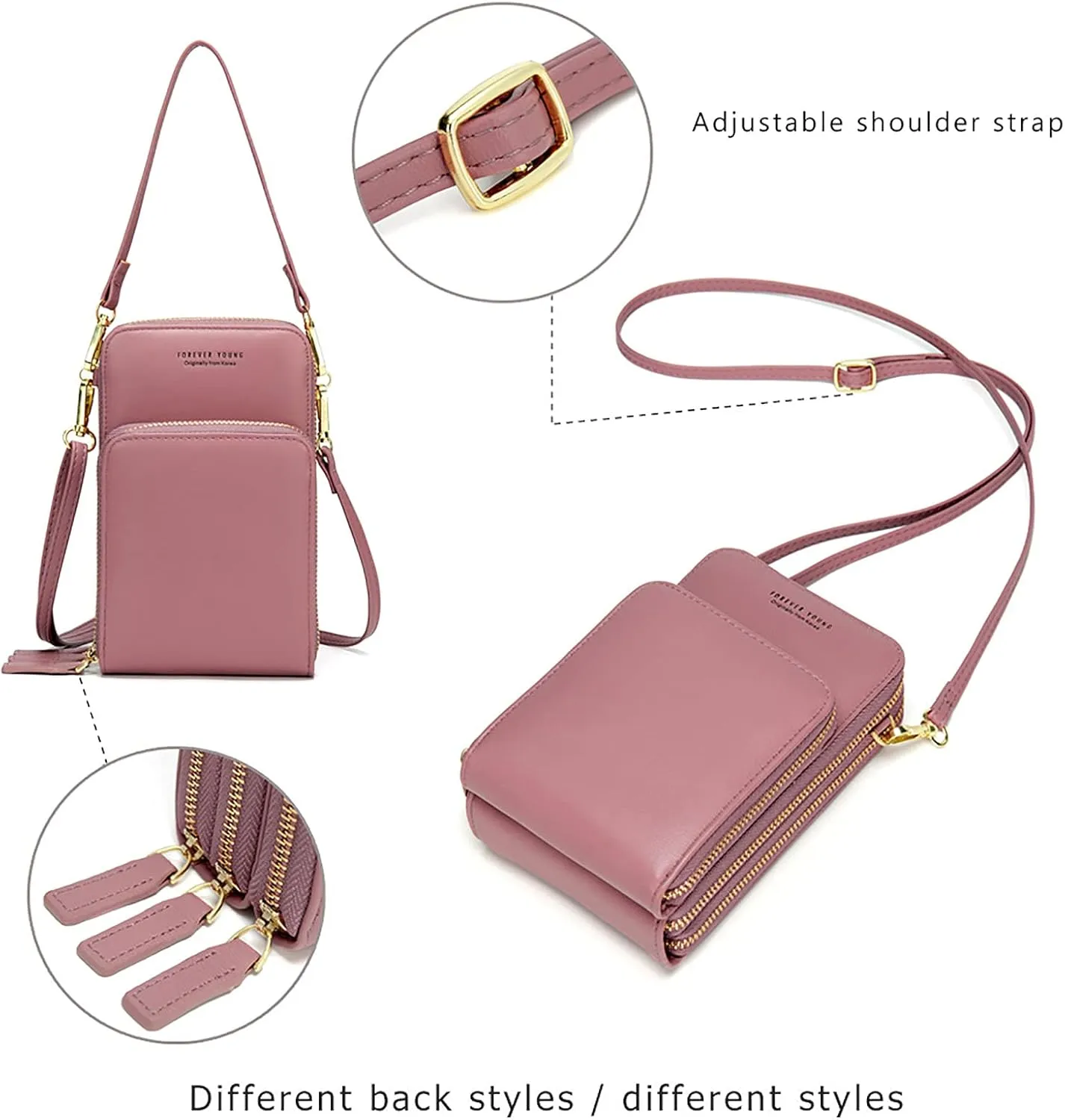 myfriday Small Crossbody Cell Phone Bag for Women, Mini Over Shoulder Handbag Purse with Credit Card Slots