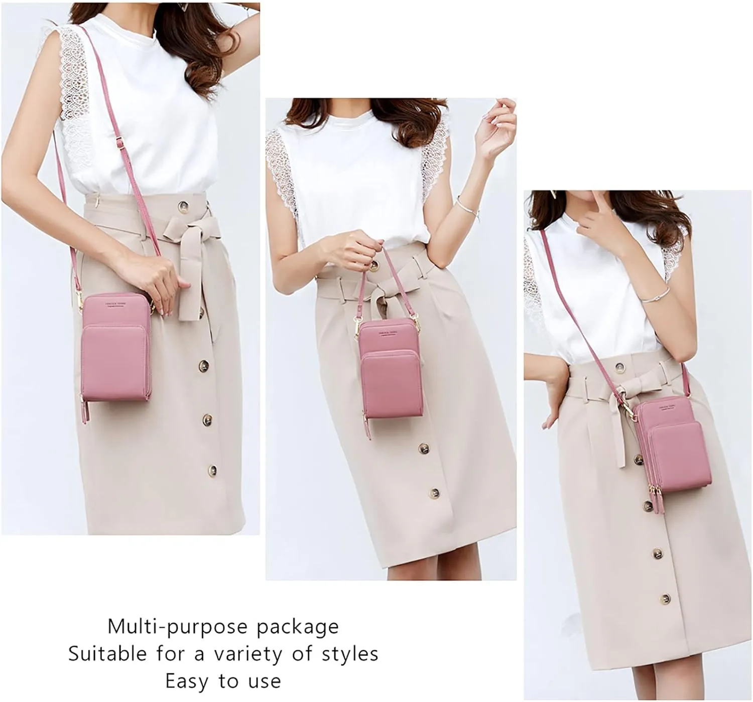 myfriday Small Crossbody Cell Phone Bag for Women, Mini Over Shoulder Handbag Purse with Credit Card Slots