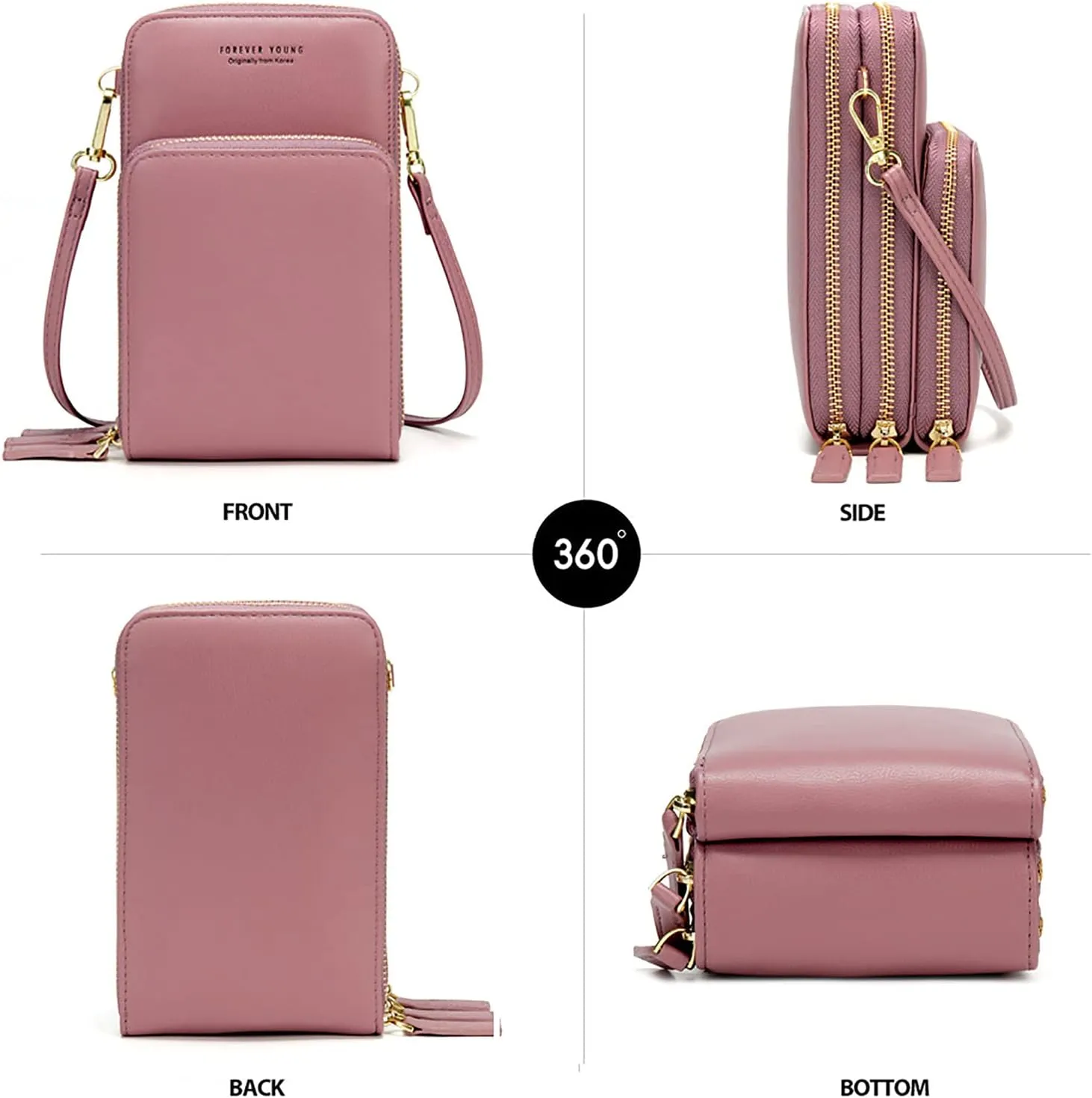 myfriday Small Crossbody Cell Phone Bag for Women, Mini Over Shoulder Handbag Purse with Credit Card Slots