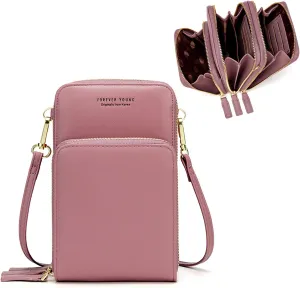 myfriday Small Crossbody Cell Phone Bag for Women, Mini Over Shoulder Handbag Purse with Credit Card Slots