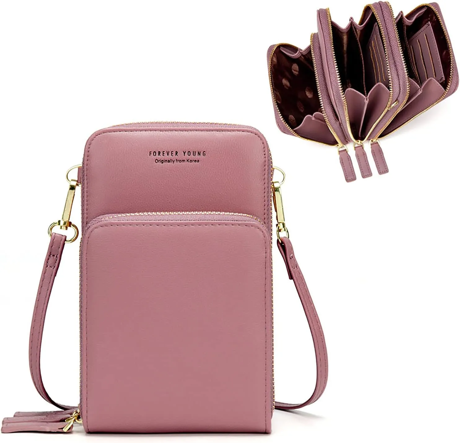 myfriday Small Crossbody Cell Phone Bag for Women, Mini Over Shoulder Handbag Purse with Credit Card Slots