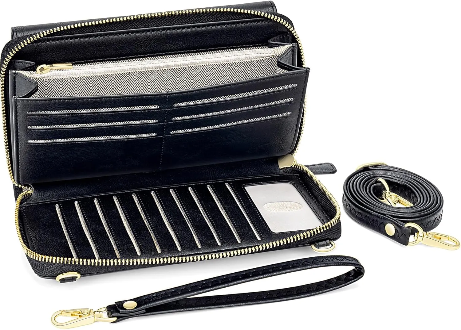 Peacocktion Crossbody Wristlet Wallets for Women RFID Vegan Leather Cross Body Cell Phone Purses with Zipper