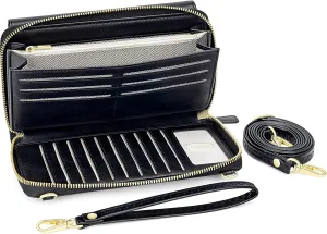 Peacocktion Crossbody Wristlet Wallets for Women RFID Vegan Leather Cross Body Cell Phone Purses with Zipper