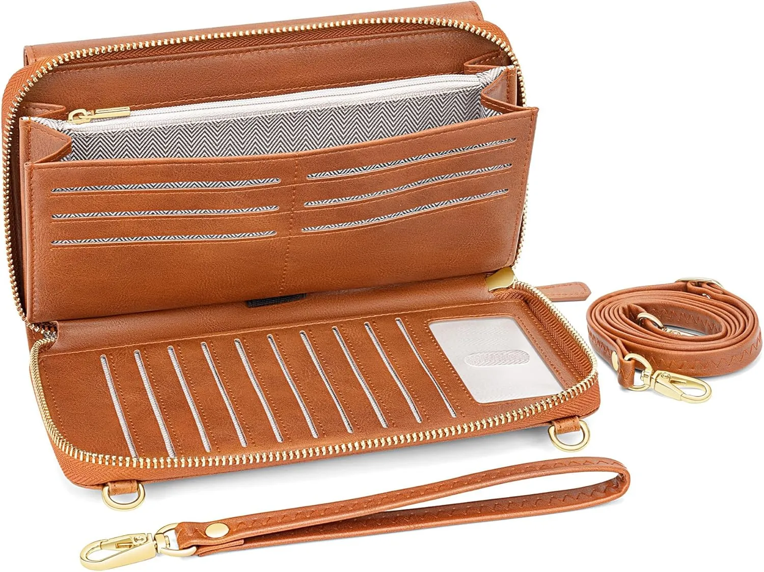 Peacocktion Crossbody Wristlet Wallets for Women RFID Vegan Leather Cross Body Cell Phone Purses with Zipper