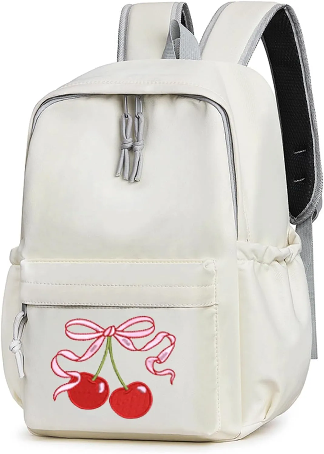 Preppy Backpack Cherry Daypack with Bows Cute Aesthetic Y2K Kawaii Laptop Bag for Teens