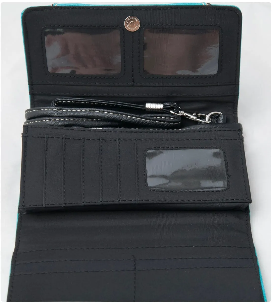 Purple Trifold Embroidered Wallet