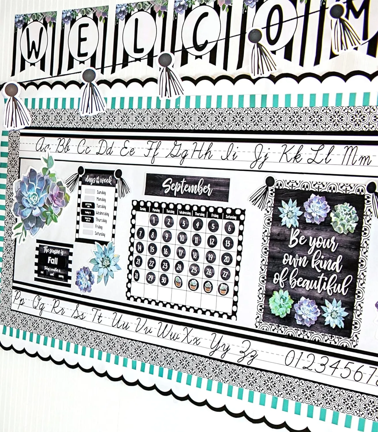 Schoolgirl Style - Simply Stylish | Alphabet Line | Cursive Mini Bulletin Board Set