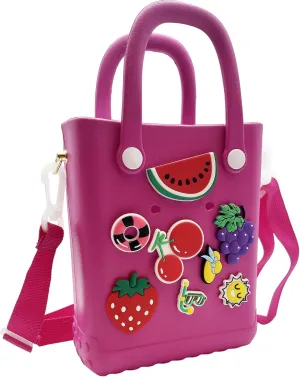 Small Rubber Beach Bag Waterproof Mini Eva Tote Pool Bag With Holes and Crossbody Strap For Women
