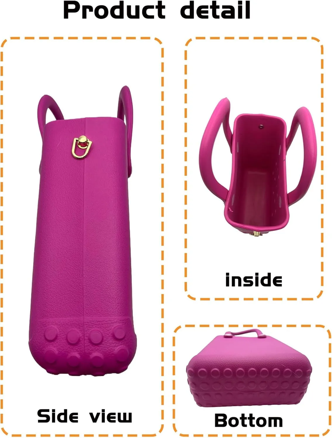 Small Rubber Beach Bag Waterproof Mini Eva Tote Pool Bag With Holes and Crossbody Strap For Women
