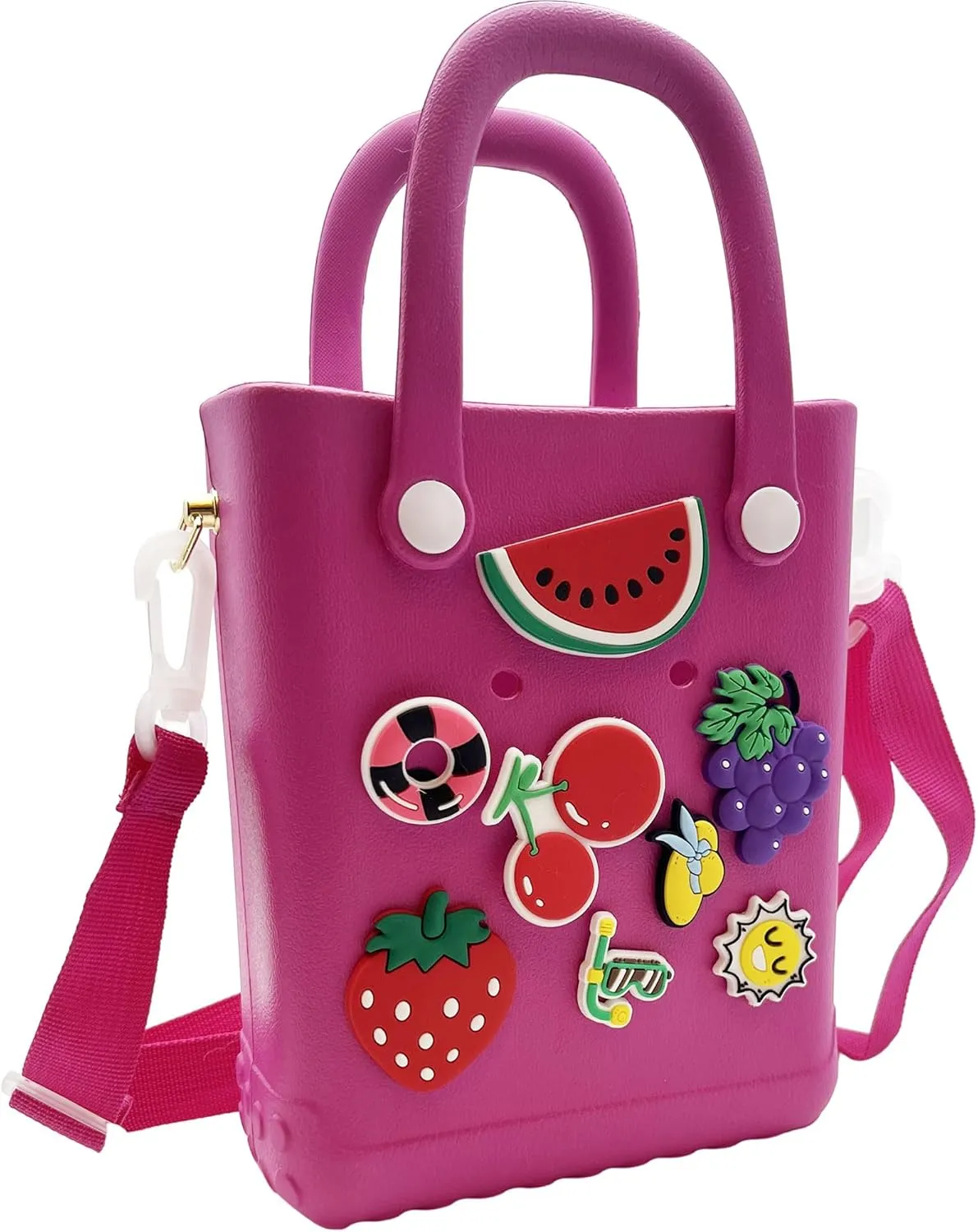Small Rubber Beach Bag Waterproof Mini Eva Tote Pool Bag With Holes and Crossbody Strap For Women