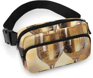 Two Glasses of Champagne Waist Bag Fashion Fanny Bag with Adjustable Strap for Outdoor Workout Cycling Unisex