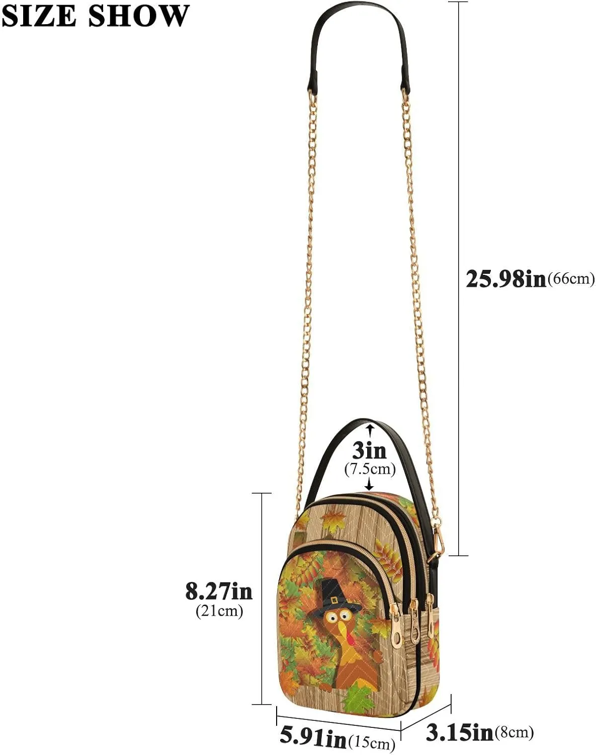 Women's Wave Cross Body Chest Bag, 52 inch Gold Chain Shoulder Handbag Purse
