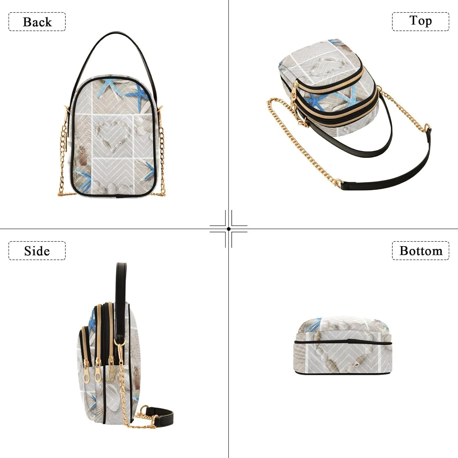Women's Wave Cross Body Chest Bag, 52 inch Gold Chain Shoulder Handbag Purse