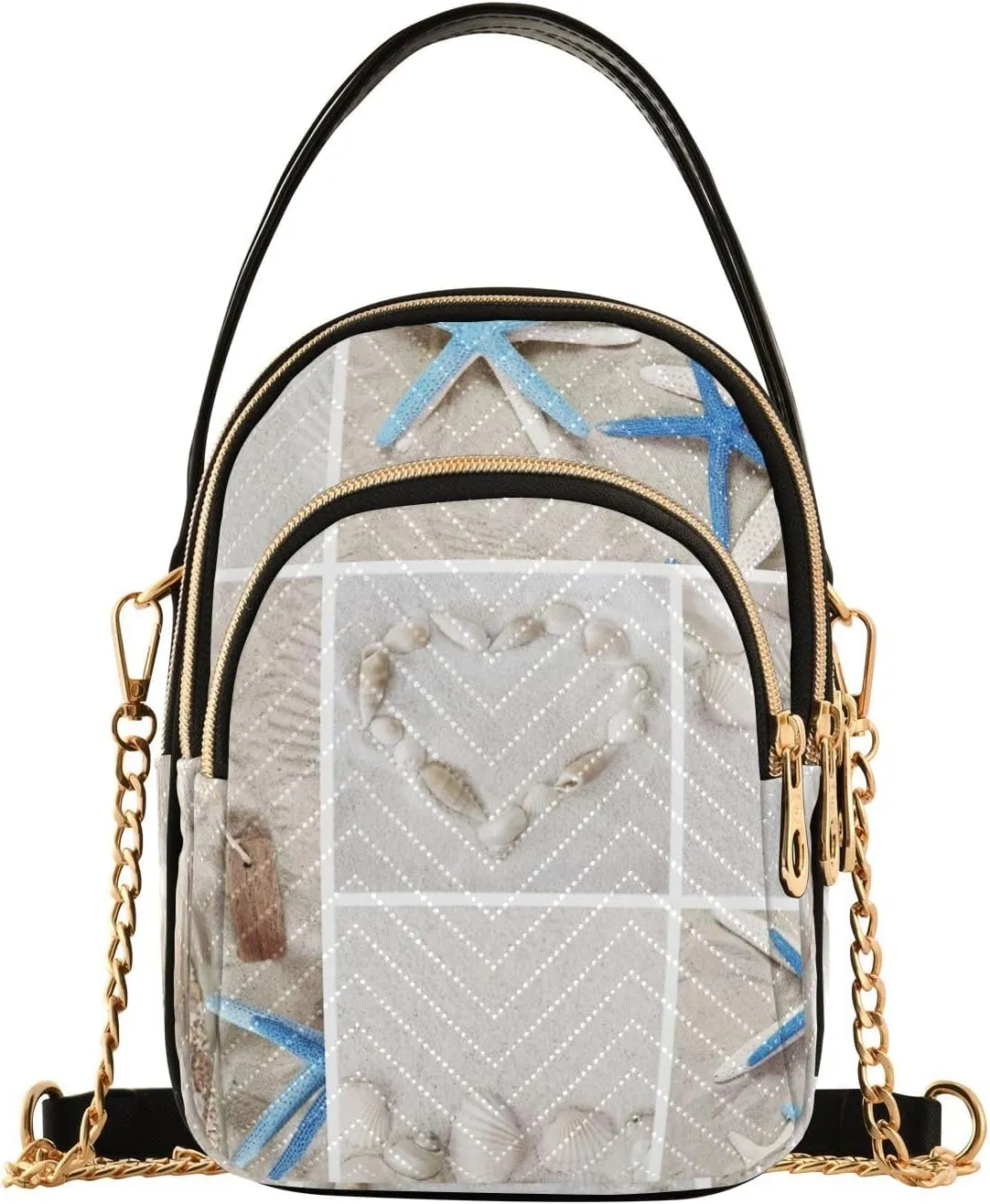 Women's Wave Cross Body Chest Bag, 52 inch Gold Chain Shoulder Handbag Purse