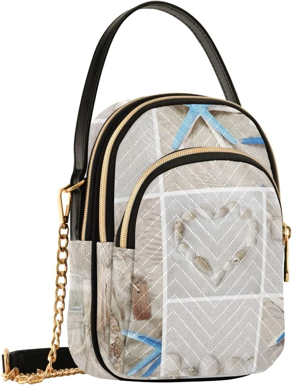 Women's Wave Cross Body Chest Bag, 52 inch Gold Chain Shoulder Handbag Purse