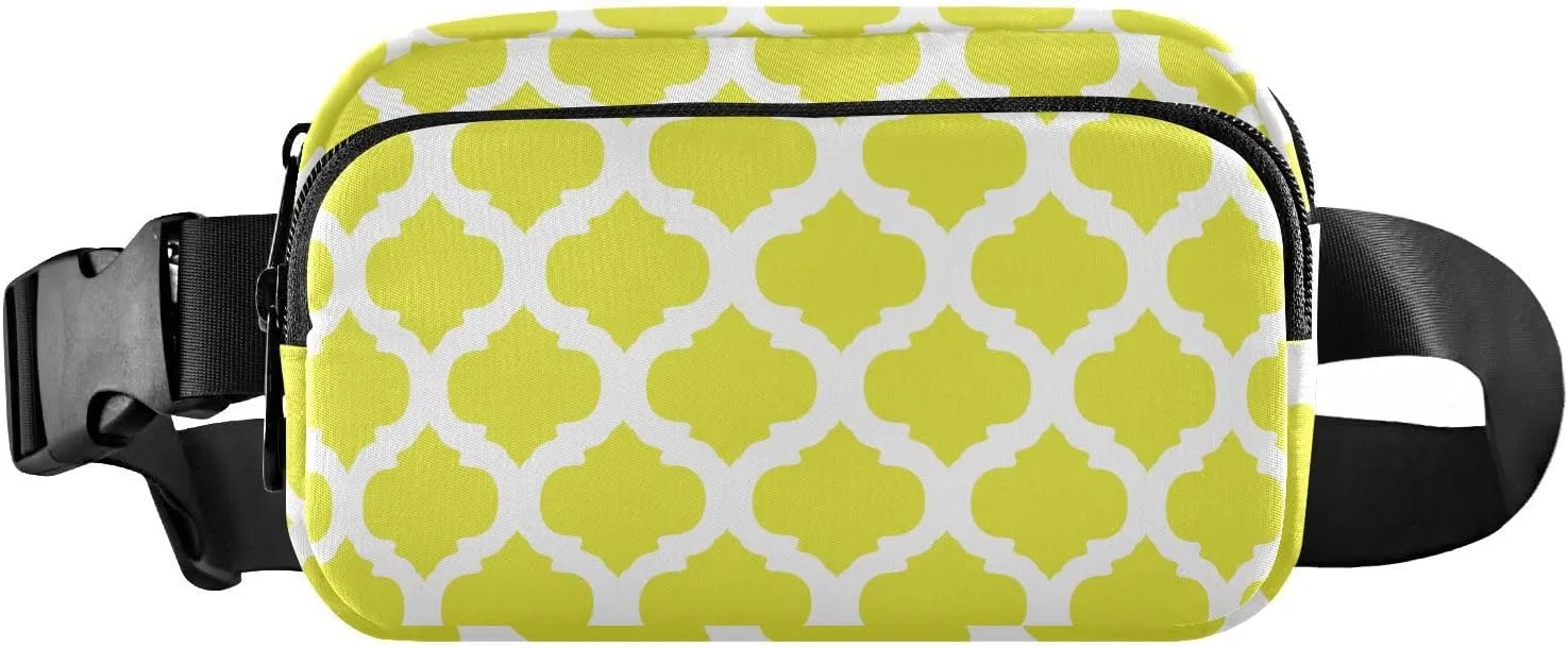 Yellow Moroccan Fanny Packs for Women Belt Bag Crossbody Bag Waterproof Fanny Pack Small Sling Bags Fashion Waist Packs Cross Body Bag for Hiking Running Traveling Men Sports