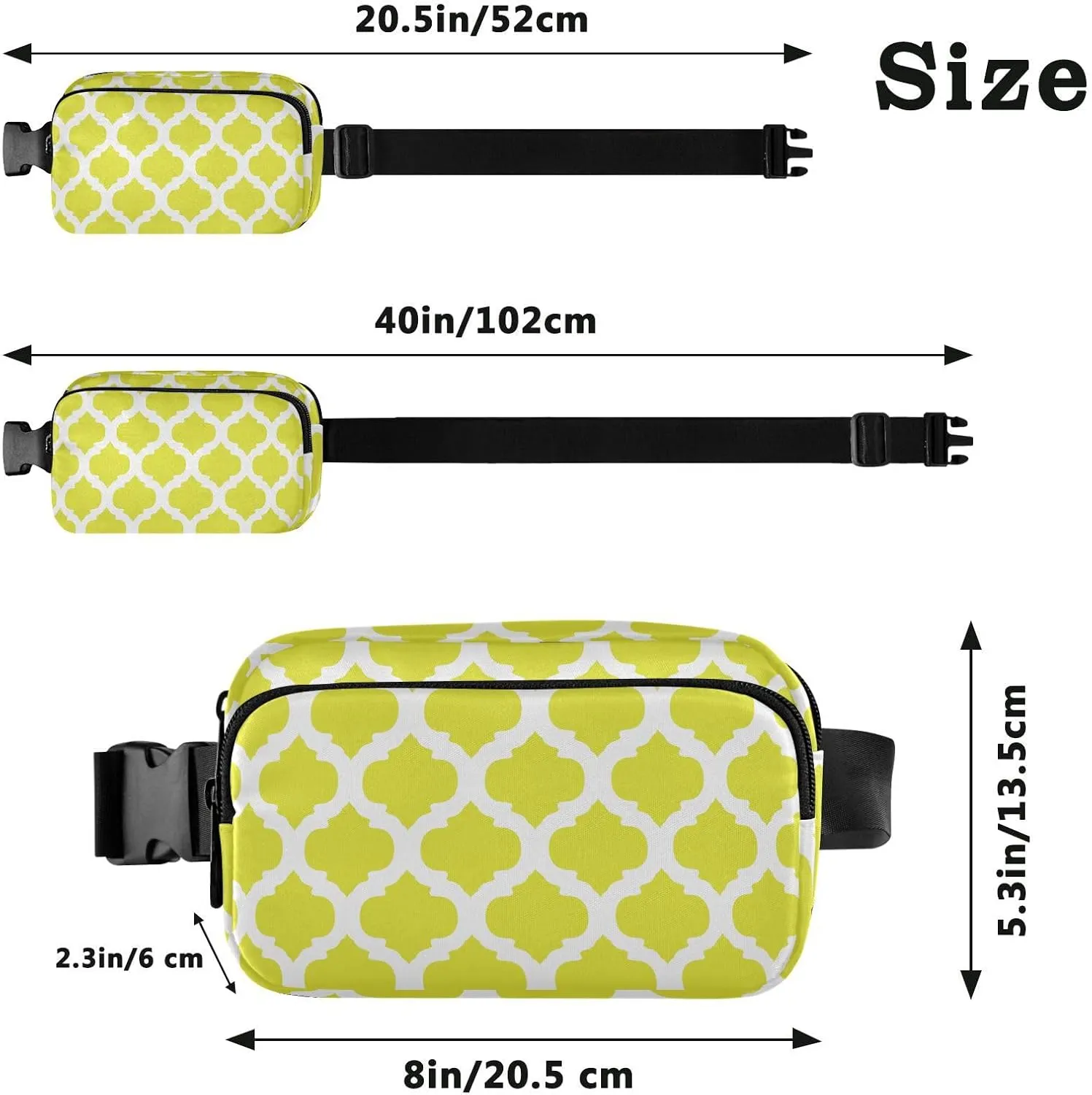 Yellow Moroccan Fanny Packs for Women Belt Bag Crossbody Bag Waterproof Fanny Pack Small Sling Bags Fashion Waist Packs Cross Body Bag for Hiking Running Traveling Men Sports